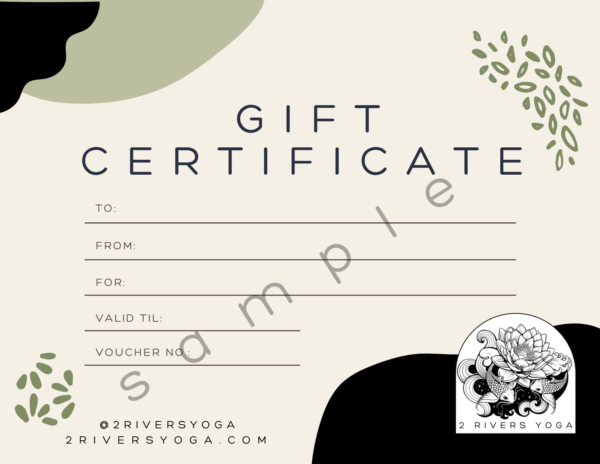 example gift card from 2 rivers yoga